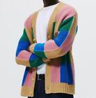 Mens Youth Fashion Multicolor Checked V Neck Knited Casual Sweater Cardigan