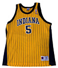 Vtg Champion Jersey Jalen Rose 5 NBA Indiana Pacers Yellow Gold Striped Sz 48 XL