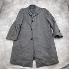 Robert Hall Overcoat Men 38S Black Gray Plaid Wool Lined Classic USA VTG 50 60's