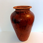 New ListingLarge Brown Terracotta Pottery Vase Woven Rattan Trim Southwestern Rustic 15