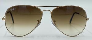 Ray Ban Aviator Gold 3025 001/51 Brown Gradient Sunglasses 55 mm New