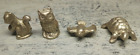 Solid Miniature Brass Animal Figures Owl,Dove,Squirrel & Turtle Vintage Lot of 4