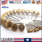 45Pcs Brass Wire Wheel Cup Pen Brush Mix Set For Dremel Rotary Tool Die Grinder