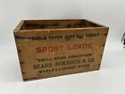 Rare vintage Sears-Roebuck Sport Loads Wood Crate Ammo Box 12 Gauge
