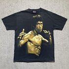 Vintage Bruce Lee T Shirt Mens L Large Black Short Sleeve Martial Arts AOP 90s