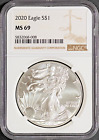 2020 $1 Silver American Eagle MS 69 NGC # 5832068-008 + Bonus