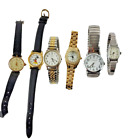 Lot Of 6 Ladies Wrist Watches Mickey Timex Speidel Carriage More Untested