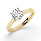 Round Solitaire 14K Yellow Gold Engagement Ring,1.00 ct, Lab-grown IGI Certified