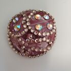 Magnetic Rhinestone Brooch/Pin Round Shape Pink stones and Clear Stones