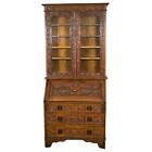 Antique Oak Carved Slant Top Secretary Bookcase Desk #22005