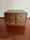 Antique Library Card Catalog 4 Drawer Wood File Cabinet