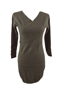 ASOS Sweater Nursing Dress 8 Petite Long Sleeve Green Gray Stretchy Medium