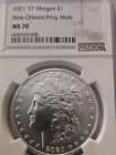2021 O Privy Morgan New Orleans Silver Dollar NGC MS70 Graded US Mint BOX & COA