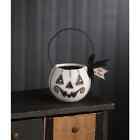 Bethany Lowe Halloween White Jack O Lantern Pumpkin Bucket, 5.5