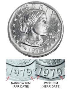 1979-P Susan B Anthony Dollar Wide Rim Near Date Variety *JB's Coins*