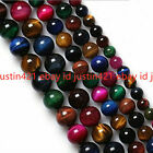 Natural 6/8/10/12mm Multi-color Tiger's Eye Round Gemstone Beads Loose Beads 15