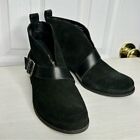 UGG Kelsea Black Suede Leather Ankle Snow Boots Size 8 Buckle Pol Leather straps