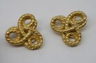 Vintage Signed Craft Earrings TWISTED ROPE R11