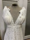 Prom White Embellished Floral Full Length Prom Gown Size 7  Never Worn
