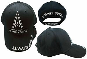 United States Space Force Always Above Semper Supra Black Embroidered Cap Hat