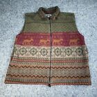 Vintage Wooded River Women's L Wool Blanket Vest MADE IN USA Ranching Cowboy