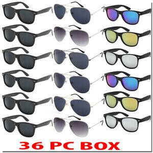 Wholesale Sunglasses Bulk Lot Aviators Classic Color Mirror 36 PC Box ALL NEW