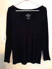 Torrid Womens Blouse 0 L 0X Shirt Dark Blue Super Soft Knits Top Long Sleeve