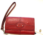 Authentic FOSSIL Maddox Cranberry Leather Phone Wristlet/Wallet NWT