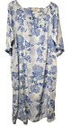La Cera Nightgown XL Blue/White Floral Ruffles Granny Romantic Boho Cotton Midi