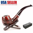 Smoking Pipe Durable Wooden Wood Tobacco Cigarettes Cigar Pipes Enchase W/ Stand