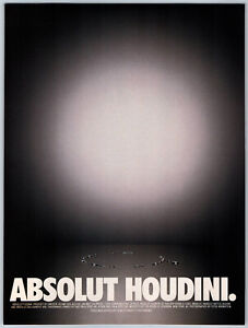 Absolut Vodka Absolut Houdini - 1997 Vintage Print Ad Ephemera