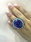 Giant 80.00CT Deep Blue Tanzanite With White CZ,Emerald & Sapphire Accents Ring