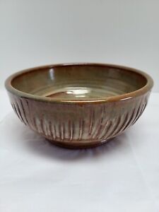 Studio Stoneware Pottery. Hand Thrown Earthtone Colors Bowl Signed