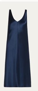Vince Sleeveless V-Neck Midi Dress for Women - Size Medium Navy Blue
