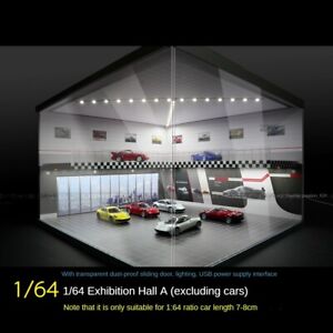 Diorama 1/64 Car Garage Model LED Lighting Car Showroom Scene Display Model Gift
