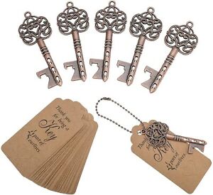 Key Bottle Opener 100 Pcs, Wedding Party Favors for Guests with Card Tag,Chain