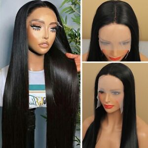 Synthetic Lace Frontal Wigs Women Natural Long Straight Heat Resistant Glueless