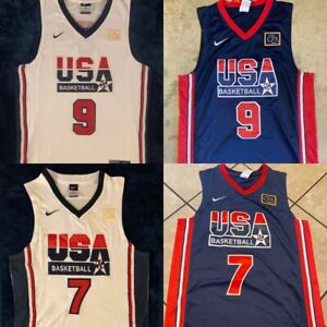 Jordan #9 Bird #7 USA Basketball Olympic Dream Team Men's Jersey