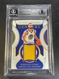 STEPHEN CURRY 2021 NATIONAL TREASURES CENTURY MATERIALS PRIME PATCH #'D /25 NBA
