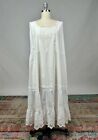 Antique Edwardian White Cotton Slip Dress Chemise Floral Embroidered AS IS