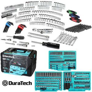 DURATECH 497 Pcs Mechanics Tool Set w/SAE and Metric Sockets w/3 Drawer Tool Box