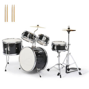 3-5-Piece Complete Junior Drum Set with Genuine Brass Cymbals for Beginner Kids