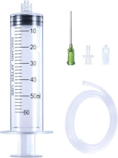 60Ml Syringe with Tube, Plastic Luer Lock Syringe with 2Ft Handy Plastic Tubing