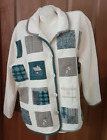 teddi White Patchwork Jacket Long Sleeves Covered Buttons Plus Size 1X