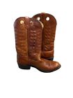 Vintage Men's Leather Brown Camel Cowboy Western Boots Size 10.5 D Pull Holes