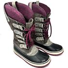Sorel Womens Joan of Arctic Grey Pink Boot Knit Waterproof Winter Boots Size 8