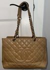 Chanel GST Grand Shopping Tote Beige Caviar with Gold Hardware & Dustbag