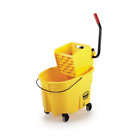 Rubbermaid Wavebrake 35 Qt. Plastic Mop Bucket with Wringer Cleaning Tool
