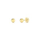 14K Real Solid Yellow Gold Round Ball Bead Sleeper Stud Earrings Pushback  3-8mm