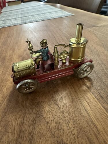 Antique Penny Toy Tin Red Fire Truck Pumper